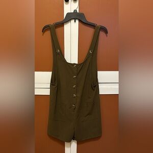 Ladies Olive Green Button-Down Romper, Size L, Urban Romantics